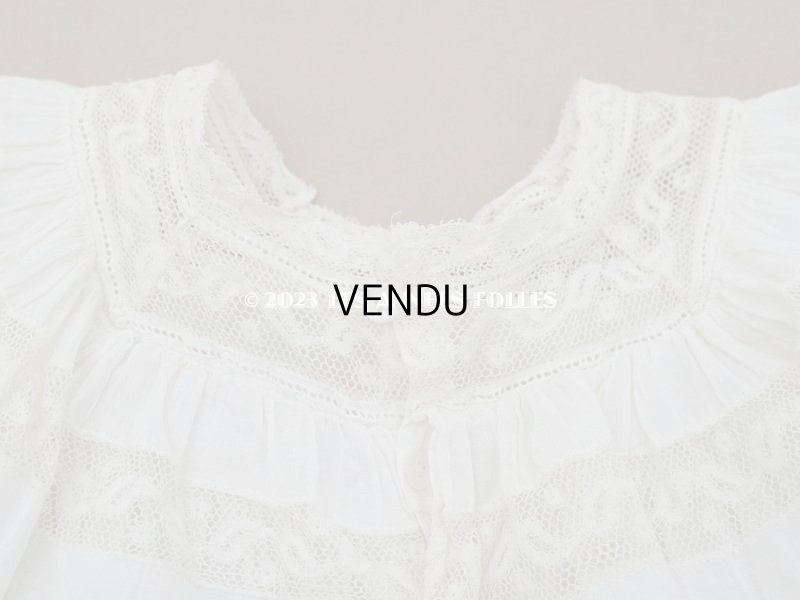 画像13: 1900年頃 アンティーク ドール用ドレス　オフホワイト ベビー用ドレス リノン＆ヴァランシエンヌレース