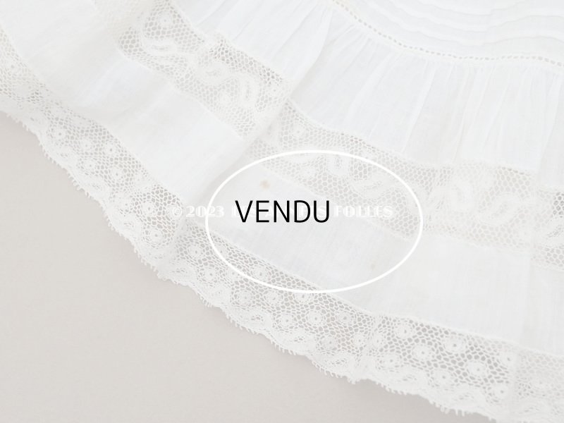 画像14: 1900年頃 アンティーク ドール用ドレス　オフホワイト ベビー用ドレス リノン＆ヴァランシエンヌレース