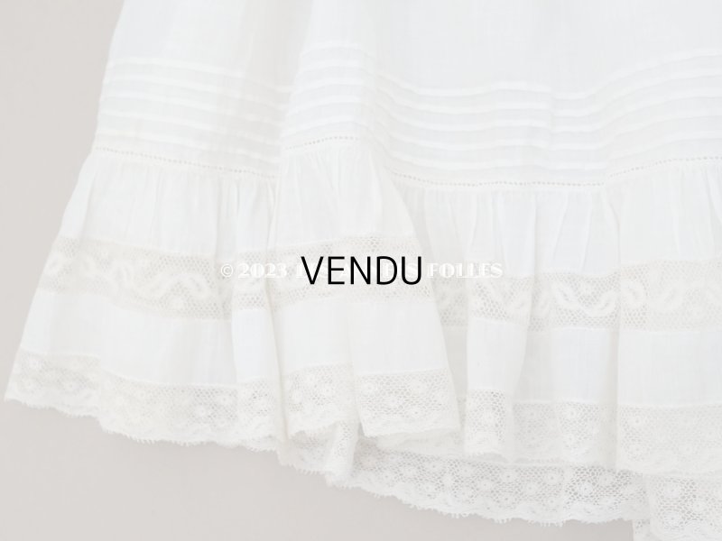 画像10: 1900年頃 アンティーク ドール用ドレス　オフホワイト ベビー用ドレス リノン＆ヴァランシエンヌレース