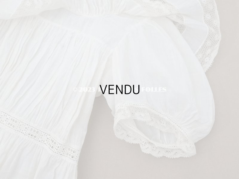 画像6: 1900年頃 アンティーク ドール用ドレス　オフホワイト ベビー用ドレス リノン＆ヴァランシエンヌレース