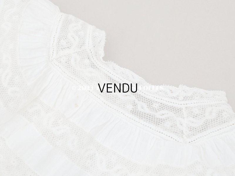 画像5: 1900年頃 アンティーク ドール用ドレス　オフホワイト ベビー用ドレス リノン＆ヴァランシエンヌレース