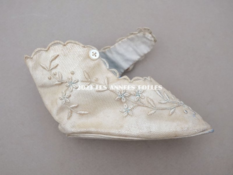 画像8: 1900年頃 アンティーク ベビーシューズ  花模様の手刺繍入り