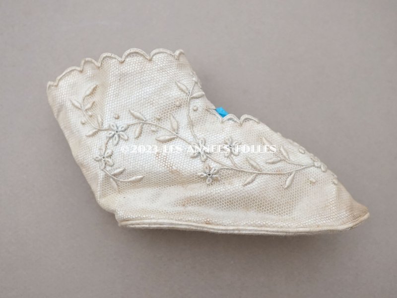 画像7: 1900年頃 アンティーク ベビーシューズ  花模様の手刺繍入り