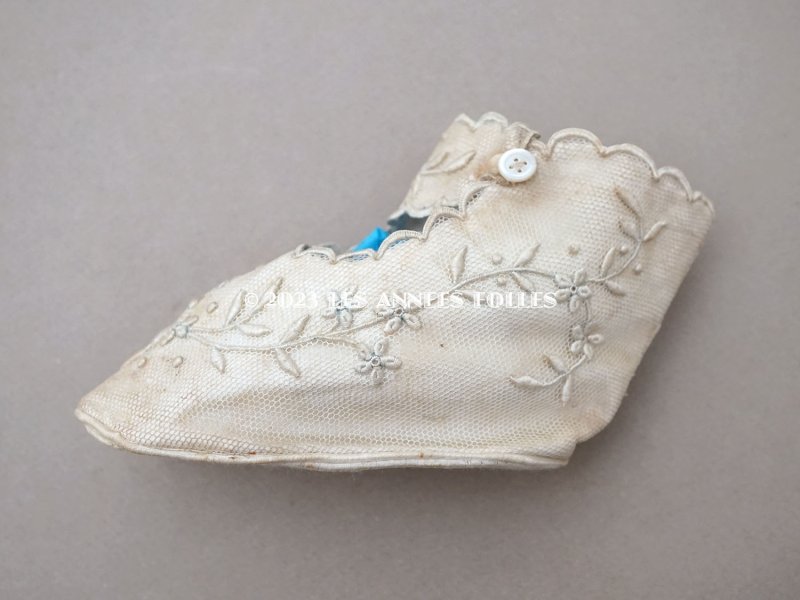 画像6: 1900年頃 アンティーク ベビーシューズ  花模様の手刺繍入り