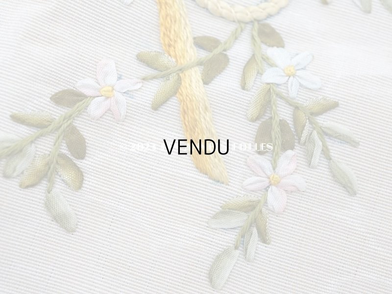 画像5: アンティーク  未完成のリボン刺繍の大きな図案入りパネル