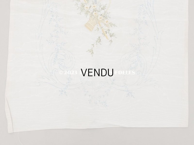 画像8: アンティーク  未完成のリボン刺繍の大きな図案入りパネル