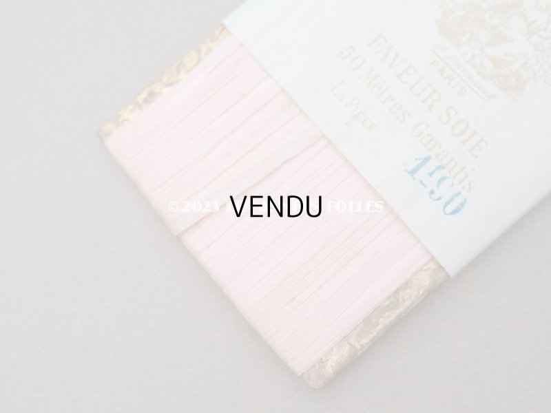 画像7: アンティーク  50m巻 リボン刺繍 & ロココトリム用 シルク製 リボン ベビーピンク 4mm幅  FAVEUR SOIE POUR BRODERIE - AU BON MARCHE -