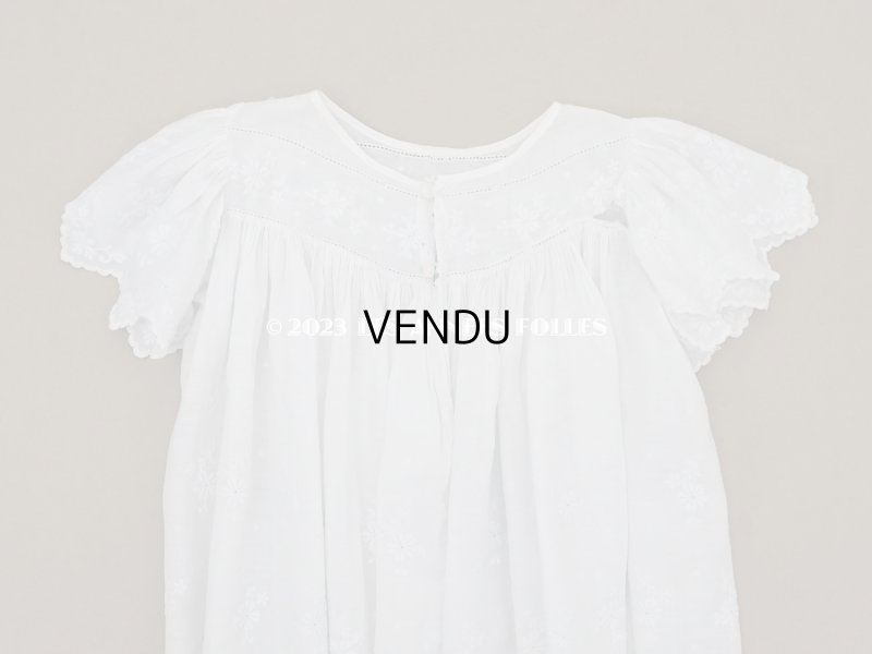 画像10: アンティーク ベビードレス 花模様のホワイトワーク 手刺繍