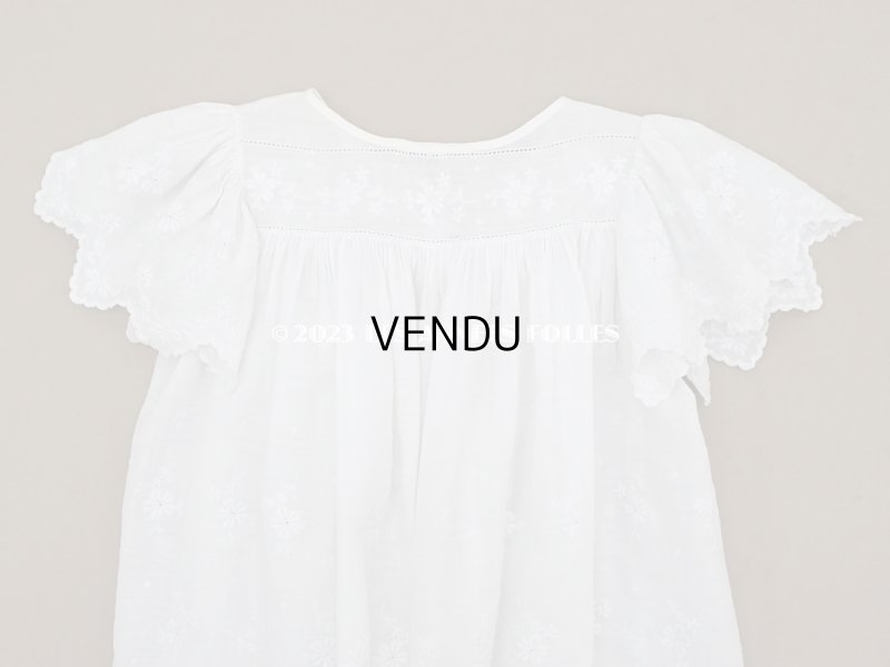 画像3: アンティーク ベビードレス 花模様のホワイトワーク 手刺繍