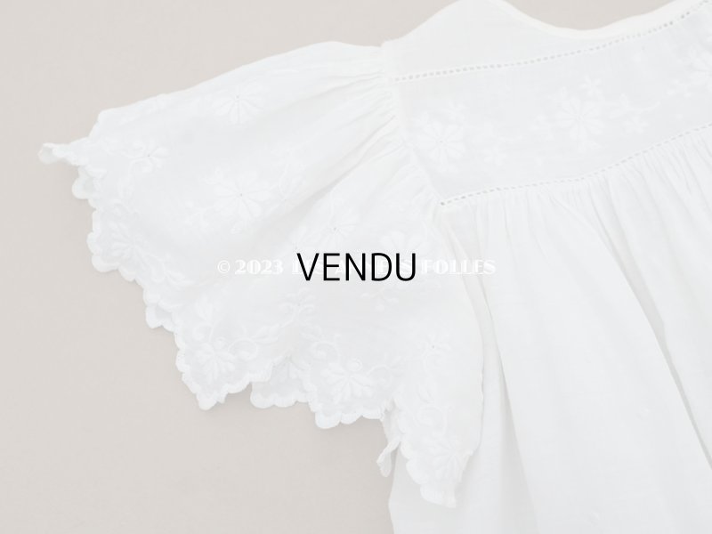画像6: アンティーク ベビードレス 花模様のホワイトワーク 手刺繍