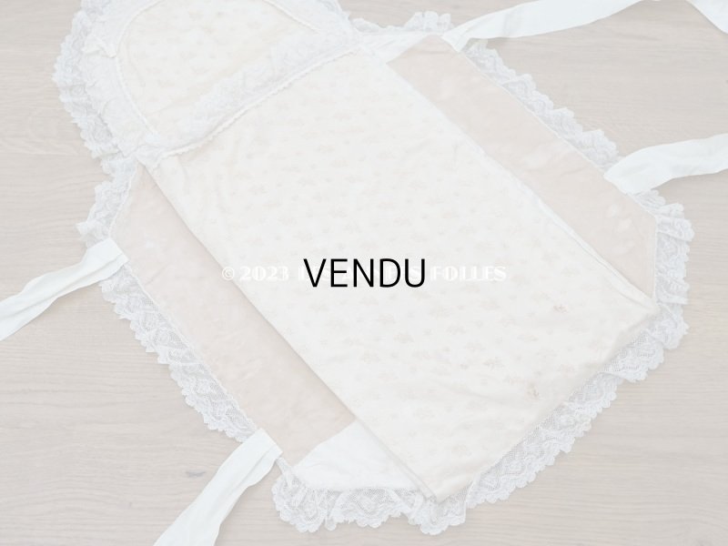 画像15: アンティーク ベビー用おくるみ&ボネ&上着のセット 花模様のレース&シルクリボン