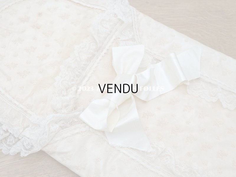 画像6: アンティーク ベビー用おくるみ&ボネ&上着のセット 花模様のレース&シルクリボン