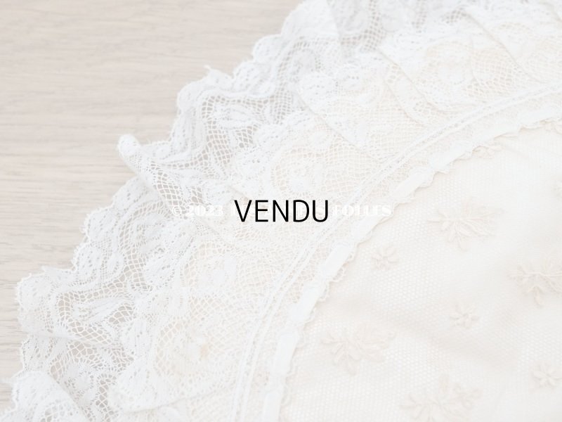 画像8: アンティーク ベビー用おくるみ&ボネ&上着のセット 花模様のレース&シルクリボン