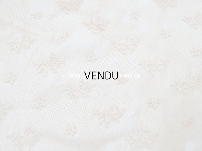 画像9: アンティーク ベビー用おくるみ&ボネ&上着のセット 花模様のレース&シルクリボン