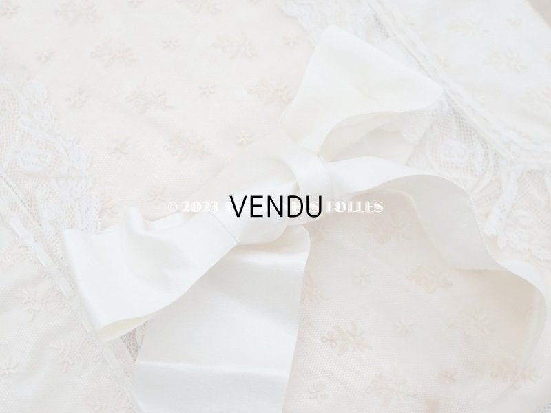 画像11: アンティーク ベビー用おくるみ&ボネ&上着のセット 花模様のレース&シルクリボン