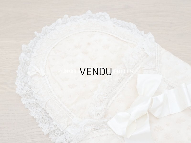 画像5: アンティーク ベビー用おくるみ&ボネ&上着のセット 花模様のレース&シルクリボン