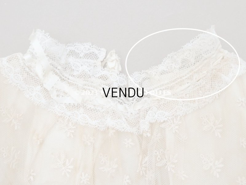 画像37: アンティーク ベビー用おくるみ&ボネ&上着のセット 花模様のレース&シルクリボン