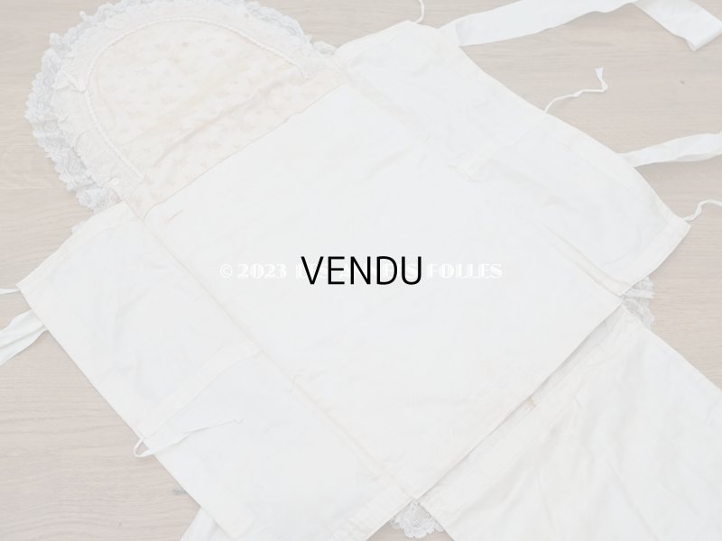 画像18: アンティーク ベビー用おくるみ&ボネ&上着のセット 花模様のレース&シルクリボン