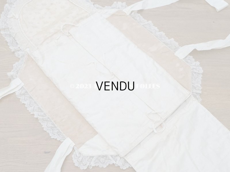 画像17: アンティーク ベビー用おくるみ&ボネ&上着のセット 花模様のレース&シルクリボン