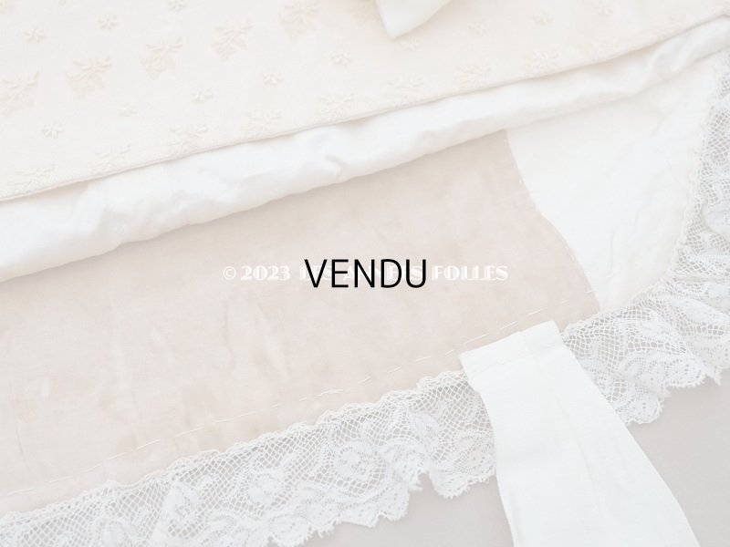 画像24: アンティーク ベビー用おくるみ&ボネ&上着のセット 花模様のレース&シルクリボン