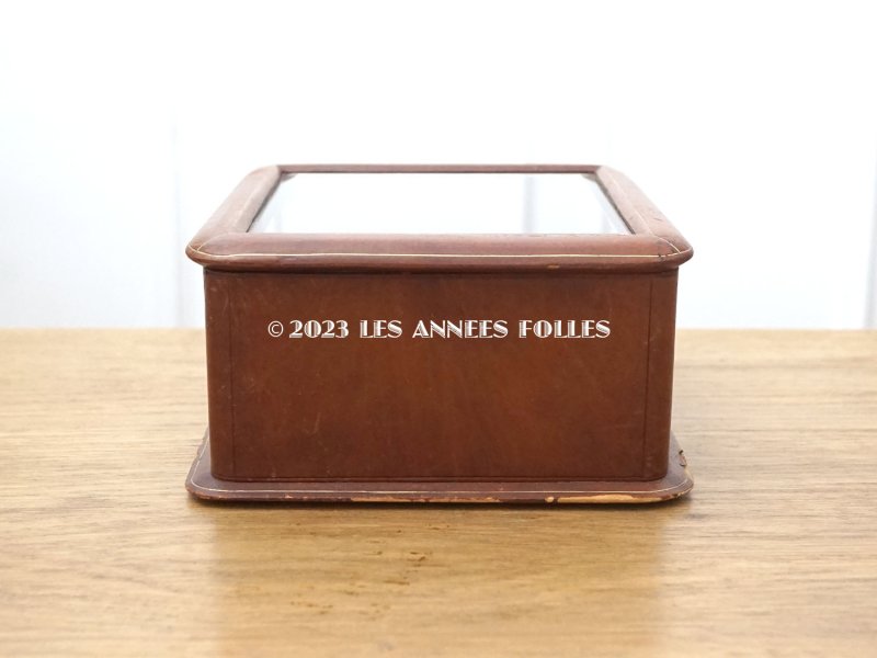 画像5: 19世紀末 アンティーク 本革&ガラス製 ジュエリーケース ブラウン&ボルドー