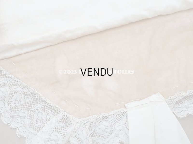 画像20: アンティーク ベビー用おくるみ&ボネ&上着のセット 花模様のレース&シルクリボン