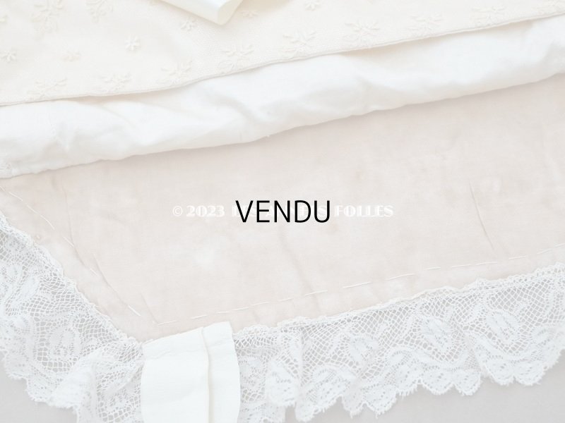 画像23: アンティーク ベビー用おくるみ&ボネ&上着のセット 花模様のレース&シルクリボン