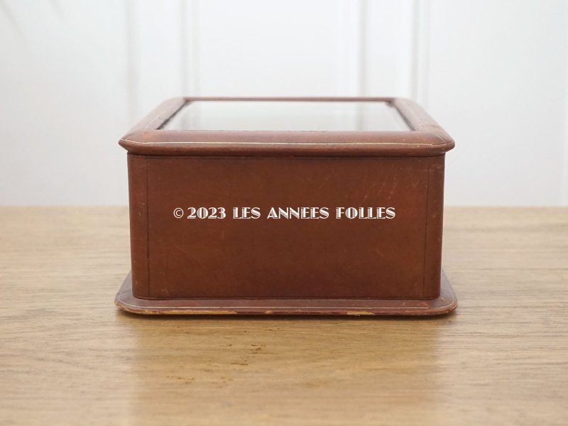 画像6: 19世紀末 アンティーク 本革&ガラス製 ジュエリーケース ブラウン&ボルドー