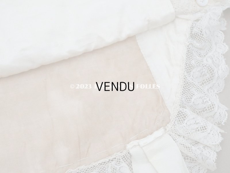 画像21: アンティーク ベビー用おくるみ&ボネ&上着のセット 花模様のレース&シルクリボン