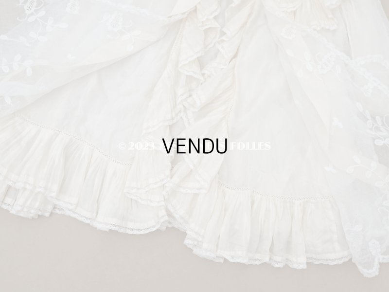 画像15: 1900年頃 アンティーク ベビー用ケープ シルクのプリーツ＆プリンセスレース