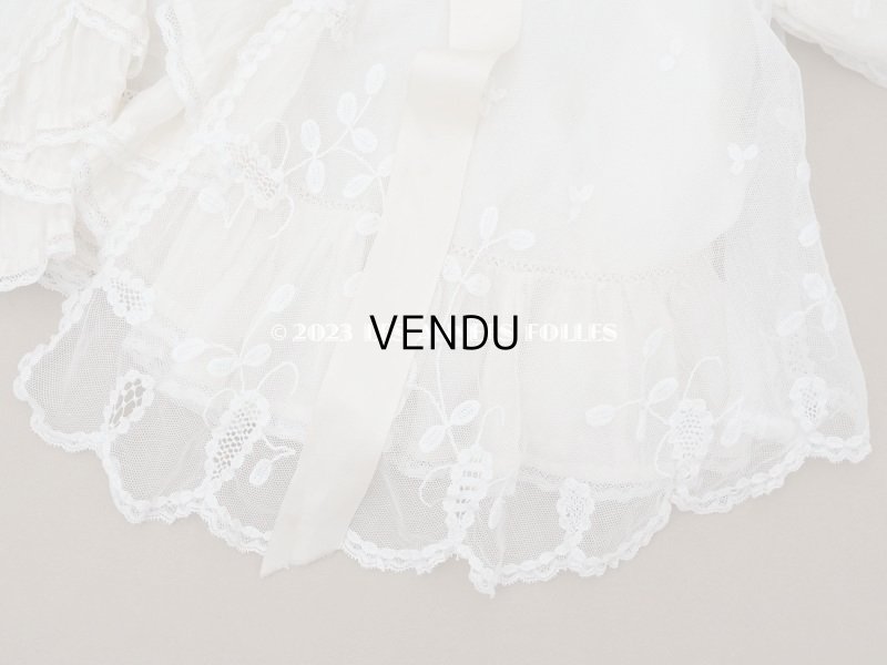 画像12: 1900年頃 アンティーク ベビー用ケープ シルクのプリーツ＆プリンセスレース