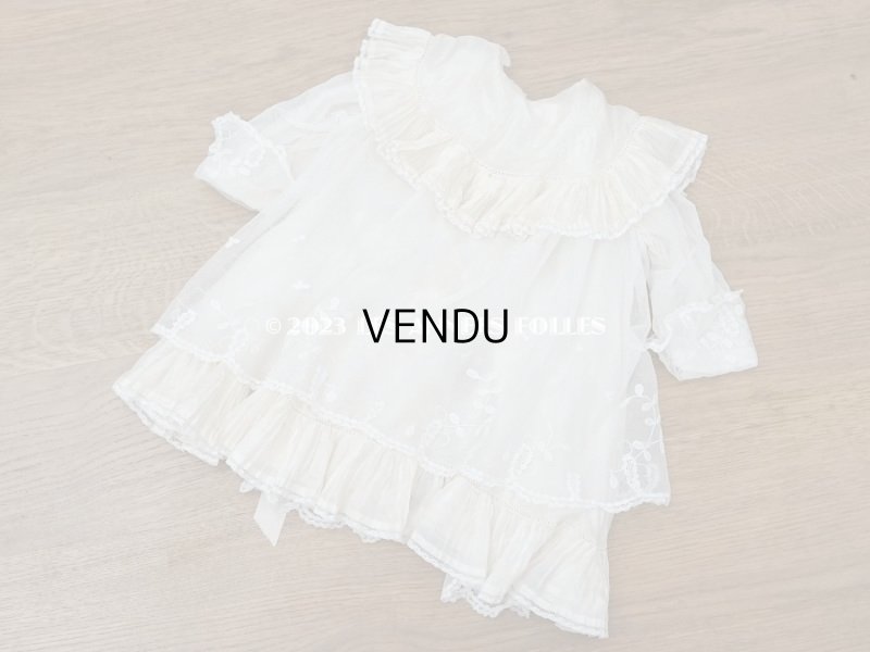 画像6: 1900年頃 アンティーク ベビー用ケープ シルクのプリーツ＆プリンセスレース