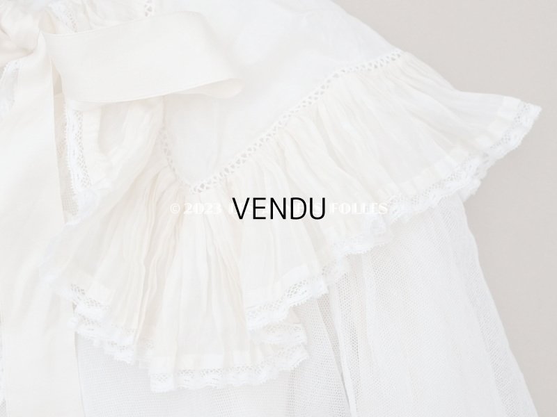 画像8: 1900年頃 アンティーク ベビー用ケープ シルクのプリーツ＆プリンセスレース