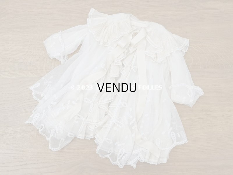 画像5: 1900年頃 アンティーク ベビー用ケープ シルクのプリーツ＆プリンセスレース