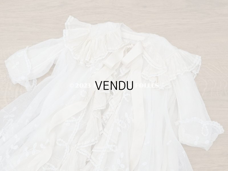 画像26: 1900年頃 アンティーク ベビー用ケープ シルクのプリーツ＆プリンセスレース