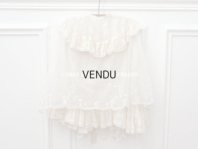 画像4: 1900年頃 アンティーク ベビー用ケープ シルクのプリーツ＆プリンセスレース