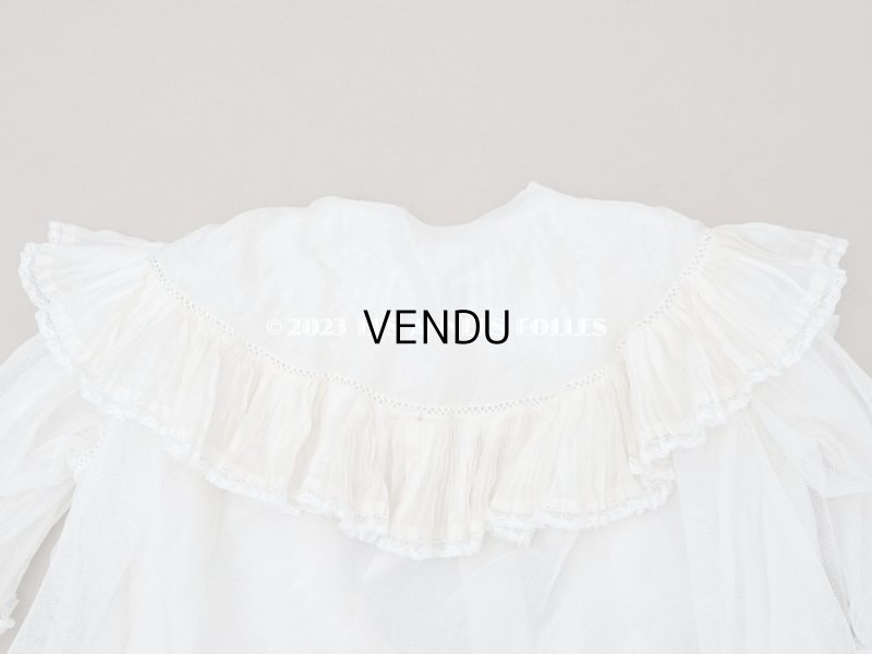 画像16: 1900年頃 アンティーク ベビー用ケープ シルクのプリーツ＆プリンセスレース