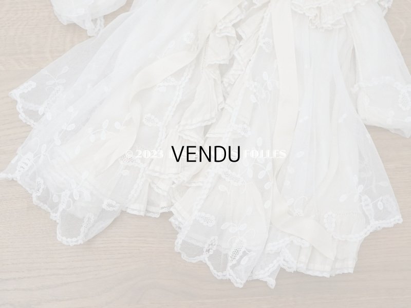 画像27: 1900年頃 アンティーク ベビー用ケープ シルクのプリーツ＆プリンセスレース