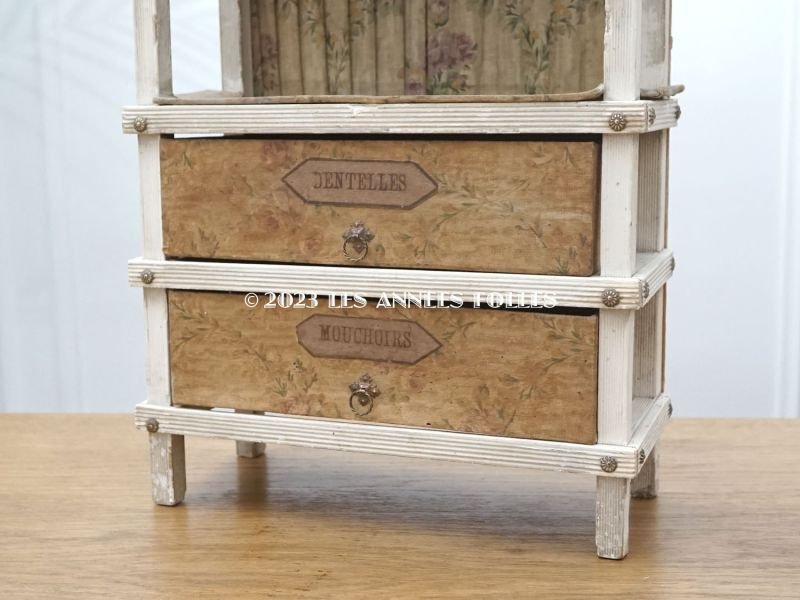 画像11: *蚤の市*アンティーク 薄紫の薔薇模様 カルトナージュチェスト