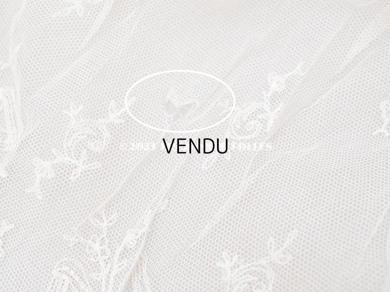 画像16: アンティーク カーテン用 チュールレース リボン柄の刺繍入り