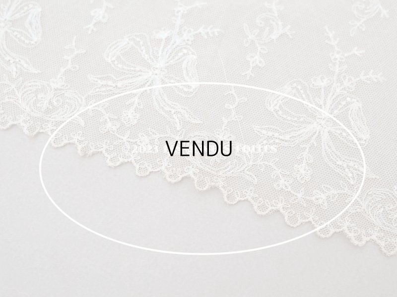 画像11: アンティーク カーテン用 チュールレース リボン柄の刺繍入り