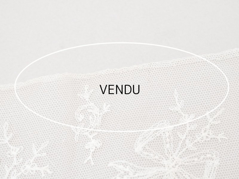 画像10: アンティーク カーテン用 チュールレース リボン柄の刺繍入り 90×120cm