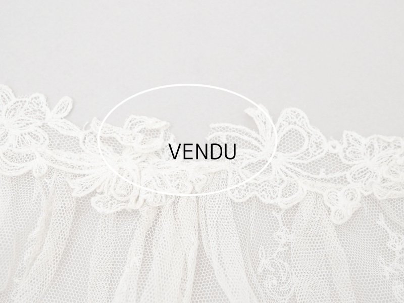 画像9: アンティーク カーテン用 チュールレース リボン柄の刺繍入り