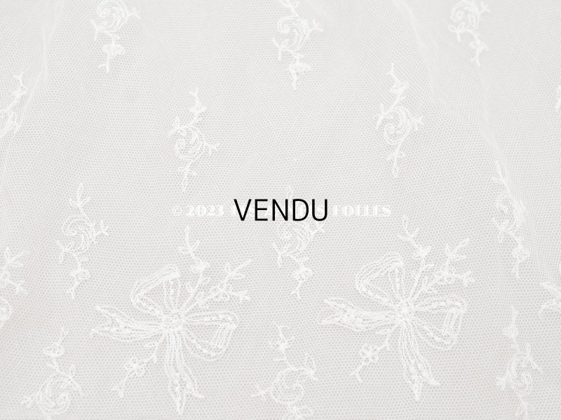 画像6: アンティーク カーテン用 チュールレース リボン柄の刺繍入り