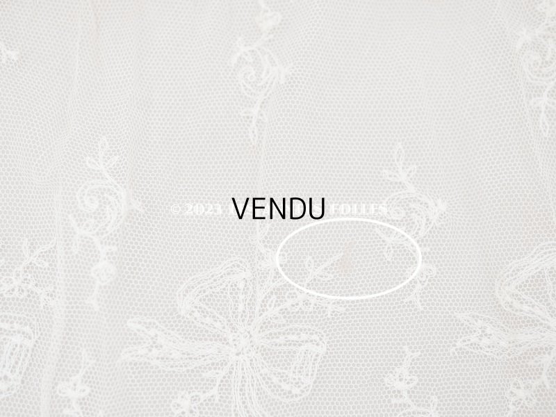 画像10: アンティーク カーテン用 チュールレース リボン柄の刺繍入り