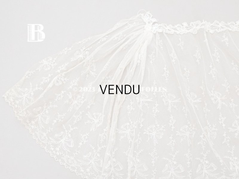 画像14: アンティーク カーテン用 チュールレース リボン柄の刺繍入り