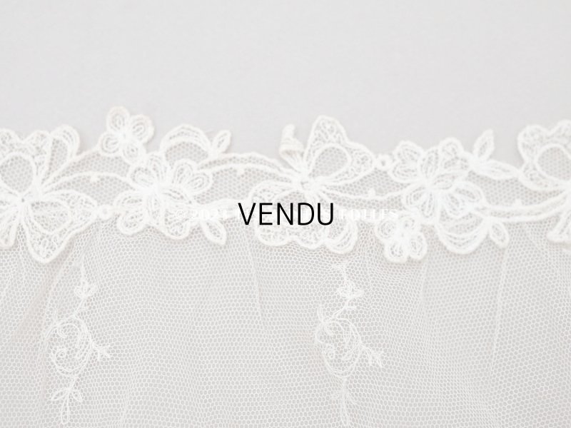 画像7: アンティーク カーテン用 チュールレース リボン柄の刺繍入り