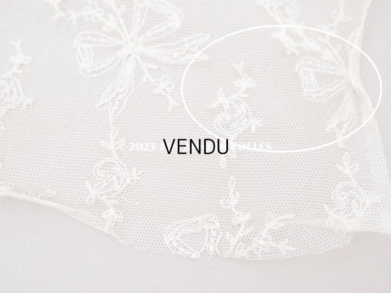 画像6: アンティーク カーテン用 チュールレース リボン柄の刺繍入り 90×120cm