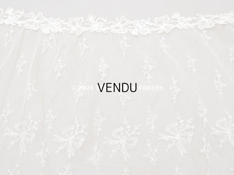 画像5: アンティーク カーテン用 チュールレース リボン柄の刺繍入り