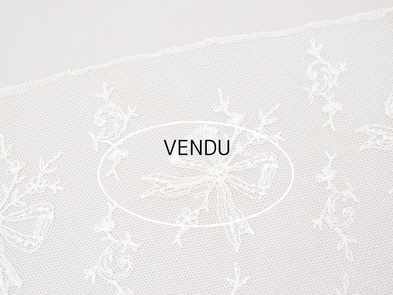 画像8: アンティーク カーテン用 チュールレース リボン柄の刺繍入り 90×120cm